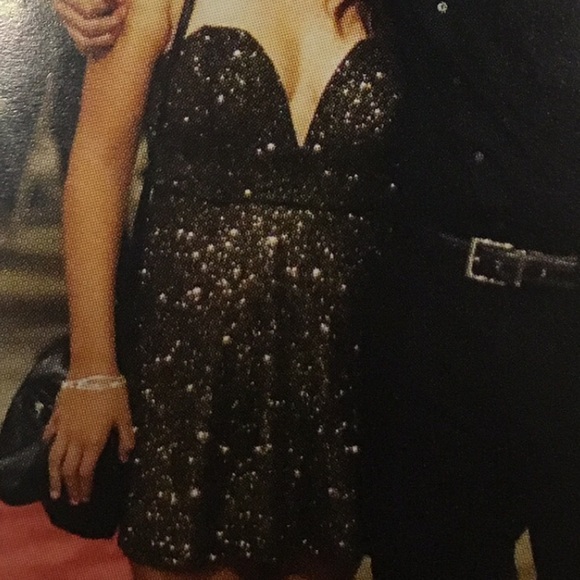 Black with Gold Sparkles Dress - Picture 3 of 4